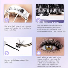 Goreem Beauty Juego de pestañas postizas Individuales Kit de Grupos de pestañas Pestañas postizas Pestañas de Aspecto Natural con unión de pestañas y Kit de extensión de pestañas Lash TS hV