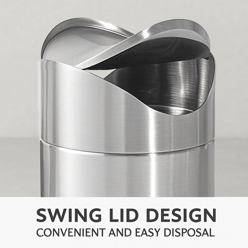 JILLICK Small Mini Trash Can with Lid, Brushed Stainless Steel