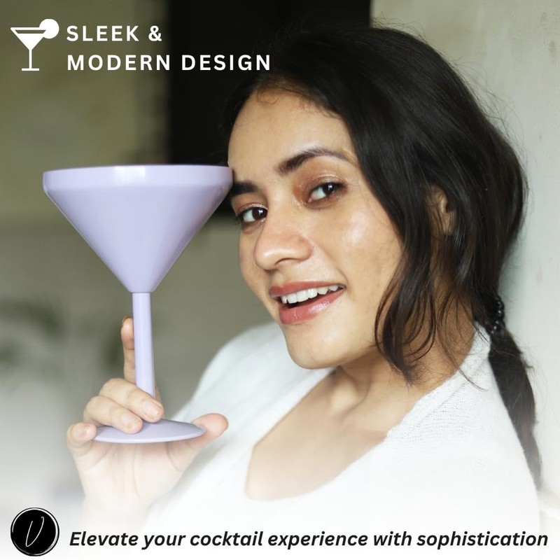 vaanshie 8 oz. Vacuum Sealed Martini Glass [Lilac/Set of 2]