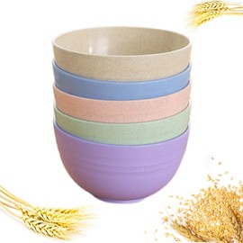 Small Bowls Set of 5, 14 OZ Reusable Wheat Straw Bowl, Kitchen Bowls for Dessert Bowls for Serving Soup, Oatmeal, Pasta and Salad(5 Colors)