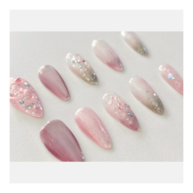 [Yeoun Blush] Handmade nail tips - Stiletto / [여운 Blush]