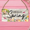 Hello Spring Wooden Plaque - Vibrant Flowers & Easter Eggs