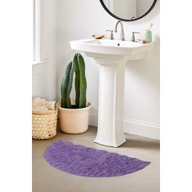 Home Weavers Bell Flower Collection 100% Cotton Tufted Bath Rugs, Extra Soft and Absorbent Bath Rugs, Non-Slip Bath Mats, Machine Washable, Bath Mats for Bathroom Floor, 17"x30" Slice Rug, Purple