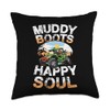 Muddy Boots Happy Soul Offroad Adventure Throw Pillow