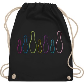 Shirtracer - Gym Bag Backpack – Bowling & Cones – Cones Pins Colourful, 1 black