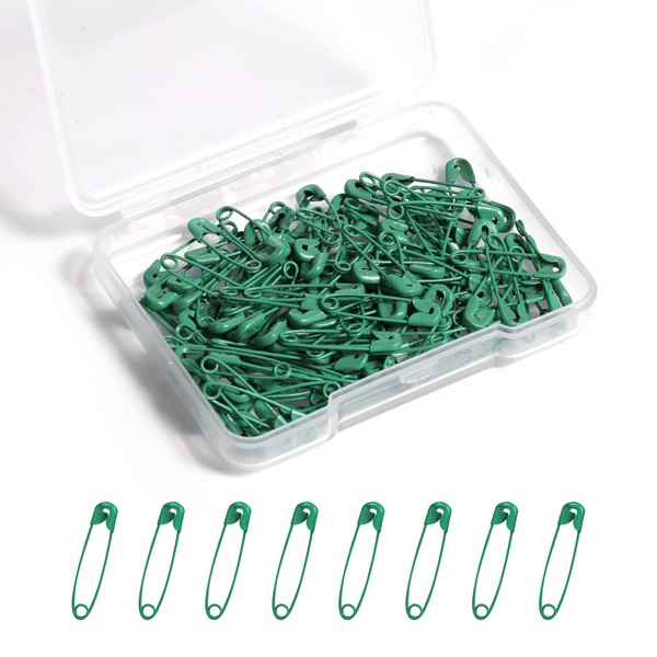 Pack of 120 Coloured Safety Pins, 19 mm, Nickel-Plated Stainless Steel, Various Safety Pins, Small Safety Pins for Clothing, DIY, Crafts, Jewellery Making, Dark Green for Christmas