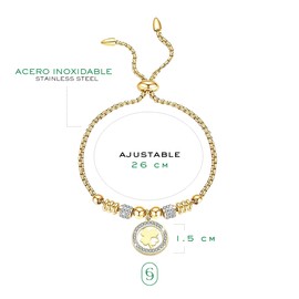 CLEPSIDRA® Pulseras mujer de acero inoxidable. Brazalete ajustable uso diario. Regalos para mujer, pulseras para mamá, novia o amiga. Joyeria y Accesorios para mujer a la moda. Jewelry Gift (ESTANDAR, TRÉBOL, DORADO)