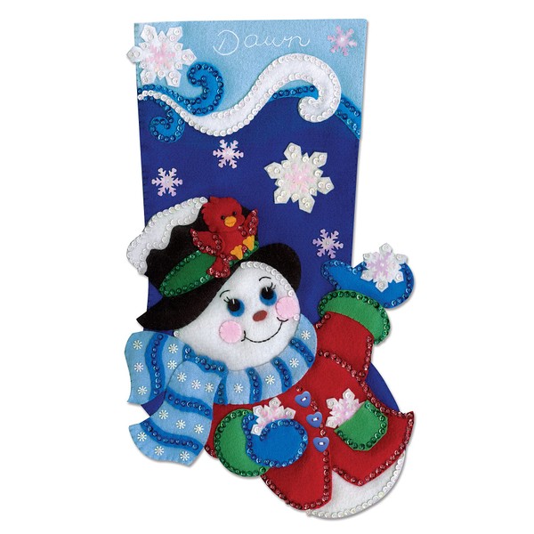 Tobin Snowflake Snowman Felt Stocking Kit, 18", Multicolored