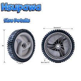 Hsupawa 583719501 Front Drive Wheels Replace for AYP 194231x460 401274X460 Replace for Craftsman 532403111 for Hus qvarna 532402657 Self Propelled Mower Wheel for Oregon 72-344, 8" x 1-3/4", 2 Pack