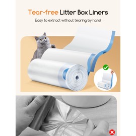 MeoWant Cat Litter Box Liner - 60PCS Heavy Duty Drawstring Trash Bags for MeoWant MW-SC01/MW-SC02 Automatic Self-Cleaning Boxes, Extra Thick Leakproof, 3 Rolls (20 Bags/Roll)