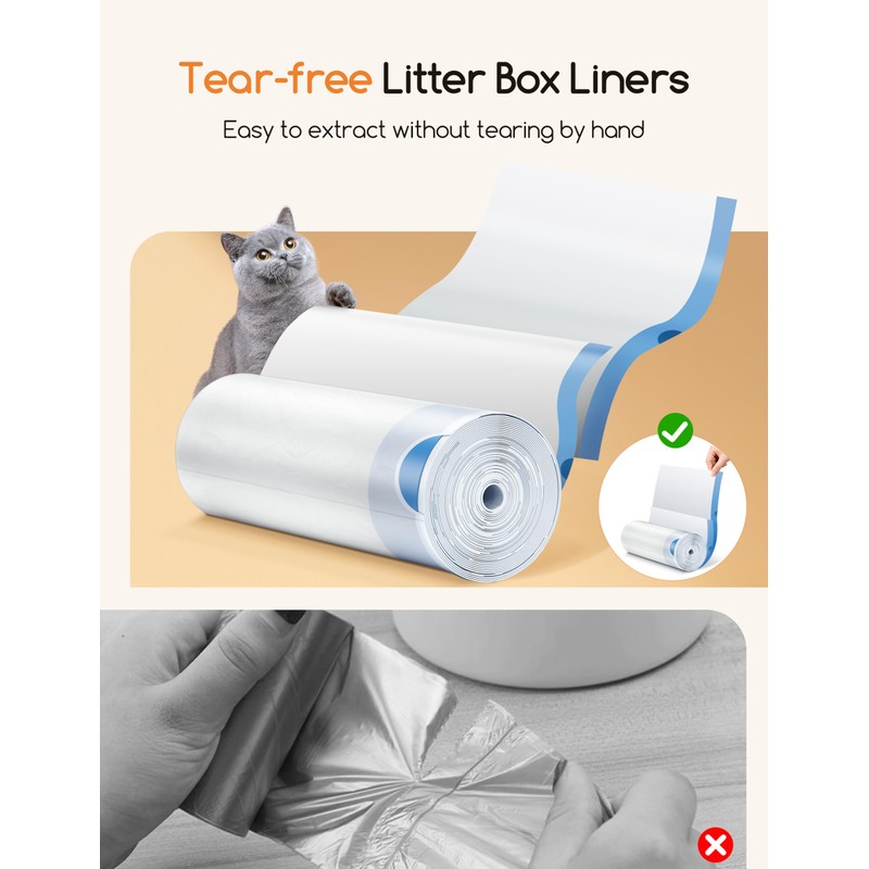 MeoWant Cat Litter Box Liner - 60PCS Heavy Duty Drawstring