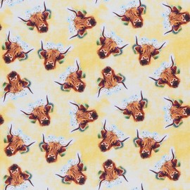 Mook Fabrics Highland Cow All Over Fabric [45in. Wide] – 100% Cotton Material for Quilting, Home Decor Accents | Arts, Crafts & Sewing, Yellow Cut by The Yard