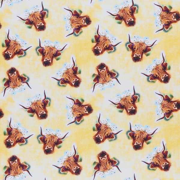 Mook Fabrics Highland Cow All Over Fabric [45in. Wide] –