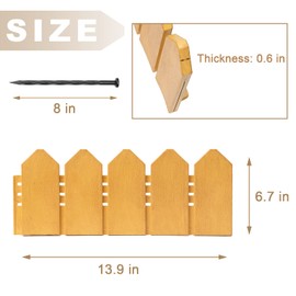 ARRYNTHEON Landscape Edging Kit 6.7 in Tall Decorative Double-Sided Wood-Look Fence Garden Border, Flower Bed Edging with 30 Anchoring Spikes, 13.9 Foot Kit (Wood)