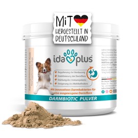 Ida Plus Darmbiotic Pulver – Probiotika zur Darmsanierung für den Hund + Präbiotika - Darmflora aufbauen nach Durchfall - gesunde aktive Darmbakterien – Immunsystem – Regulierung Verdauung – 180g