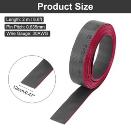 sourcing map 30AWG IDC Wire Flat Ribbon Cable 2m/6.6ft Length 0.635mm Pitch 20 Pin Gray for JTAG/ISP Connecting