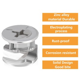 Ruisenda 20 Pieces Furniture Cam Lock Fasteners 15mm x 12mm Furniture Cam Lock Nut Connectors Fittings for Cabinet Drawer Wardrobe Panel Connecting
