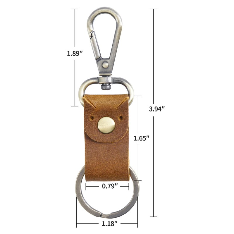 Jack&Chris Genuine Leather Keychain, Small Keychain for Man and Women,