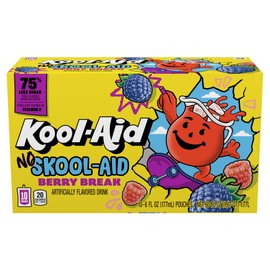 Kool-Aid No Skool-Aid Berry Break Drink, 10 ct Box, 6 oz Pouches