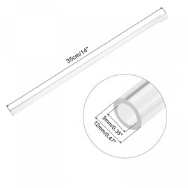 sourcing map Acrylic Pipe Clear Rigid Round Tube 9mm ID 12mm OD 14" for Lamps and Lanterns, Water Cooling System 2pcs