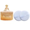 Qopoto Body Powder Puff and Container, Glass Box for Dust
