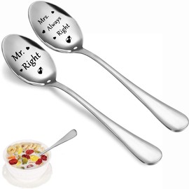Mr. Right Mrs. Always Right Coffee Spoon for Engagement, Couples Gifts for Wedding Anniversary, Christmas, Bride, Groom Funny Tea Spoon Gift