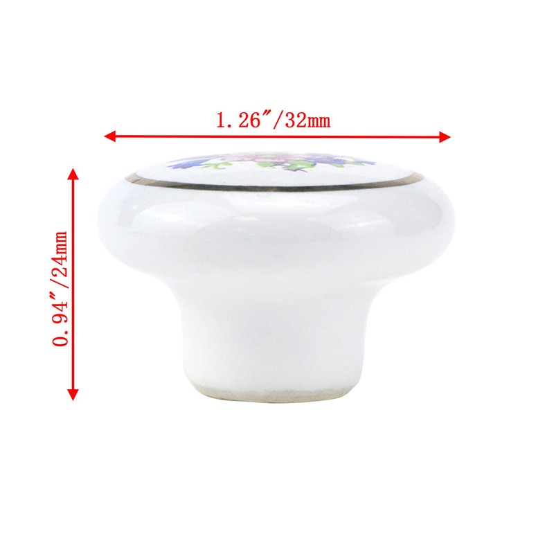 Bitray Vintage Ceramic Knobs Flower Dresser Drawer Pull -8pcs