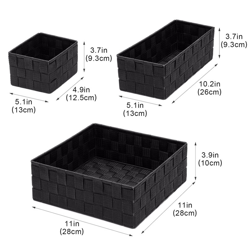 Posprica Woven Storage Baskets for Organizing, Small Black Baskets Cube