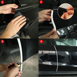 Winunite 32.8Ft(10M) Car Door Edge Guards White, Fit Most Vehicles, Self-Adhesive PVC, Fade-Resistant, U-Shaped Automotive Trim Car Door Edge Protector for Trucks SUV Sedans