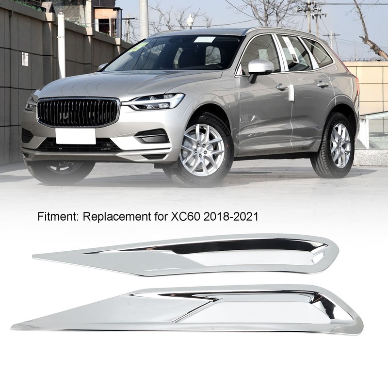 2pcs Front Fog Light Cover Trim Silver Fog Lamp Bezel