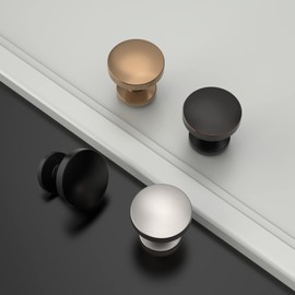 Amerdeco 10 Pack Brushed Satin Nickel Cabinet Knobs Single Hole Cabinet Pulls Round Kitchen Cabinet Knobs Drawer Knobs Dresser Knobs and Pulls for Bathroom Cabinets ZH0051