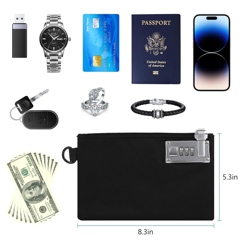 ORIA Purse with Lock, Waterproof Bank Bag with Zip, 21