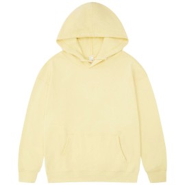 Casual Daily Drop Shoulder Terry Cotton Hooded Top Simple Stylish Design Men's Custom Designer Oversized HoodieColor: Yellow, Size: M