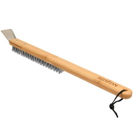 17 Inch Pizza Oven Brush,Copper Wire Pizza Stone Cleaning Brush with Scraper,Outdoor Pizza Oven Accessories.
