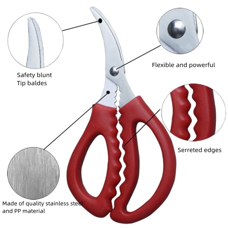 4 Pcs Seafood Scissors for Kitchen Multifunctional Seafood Fish Crab