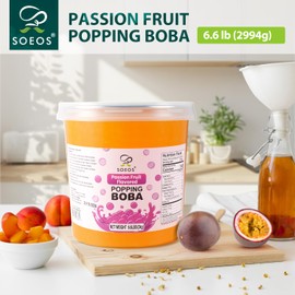 Soeos Passion Fruit Popping Boba Pearls 6.6 Pounds, Bursting Boba Pearls for Bubble Tea, Beverages, Shakes, Desserts, Smoothie and Ice Cream Topping