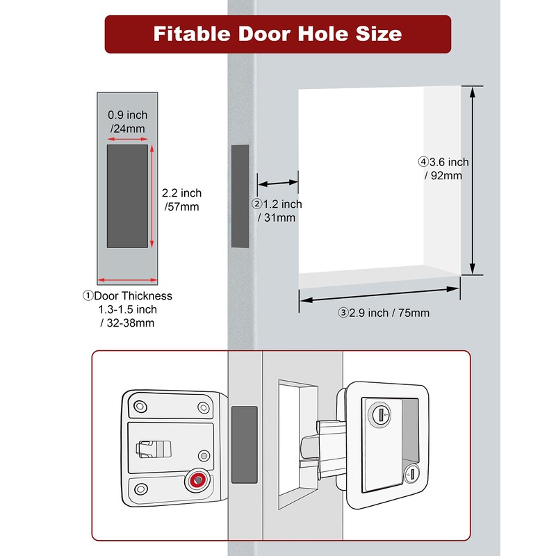 Naissian Lock, RV Camper Door - Universal Security Deadbolt Lock