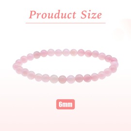 SuriNexCentrics Natural Rose Quartz Crystal Bracelet, 6mm Beads, Pink, Elastic Band, Symbol of Love