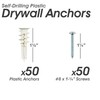 #8 Self Drilling Drywall Plastic Anchors with Screws - No