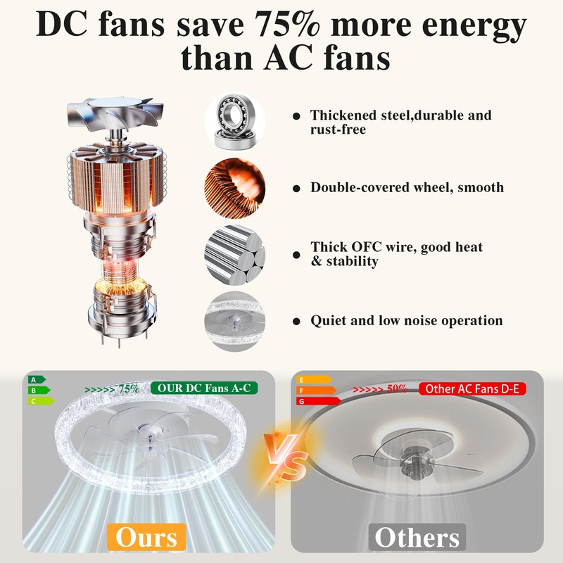 Ceiling Fans with Lights and Remote Fandelier - 20'' Flush