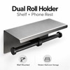 Double Roll Toilet Paper Holder with Shelf – Wall-Mounted Stainless