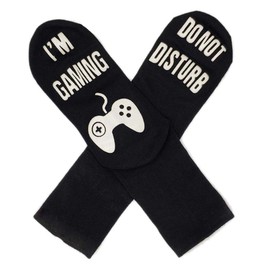 Himozoo Do Not Disturb I'm Gaming Socks Funny Knit Combed Cotton Gamer Socks - Funny Gift for Gamer Lovers (Black)