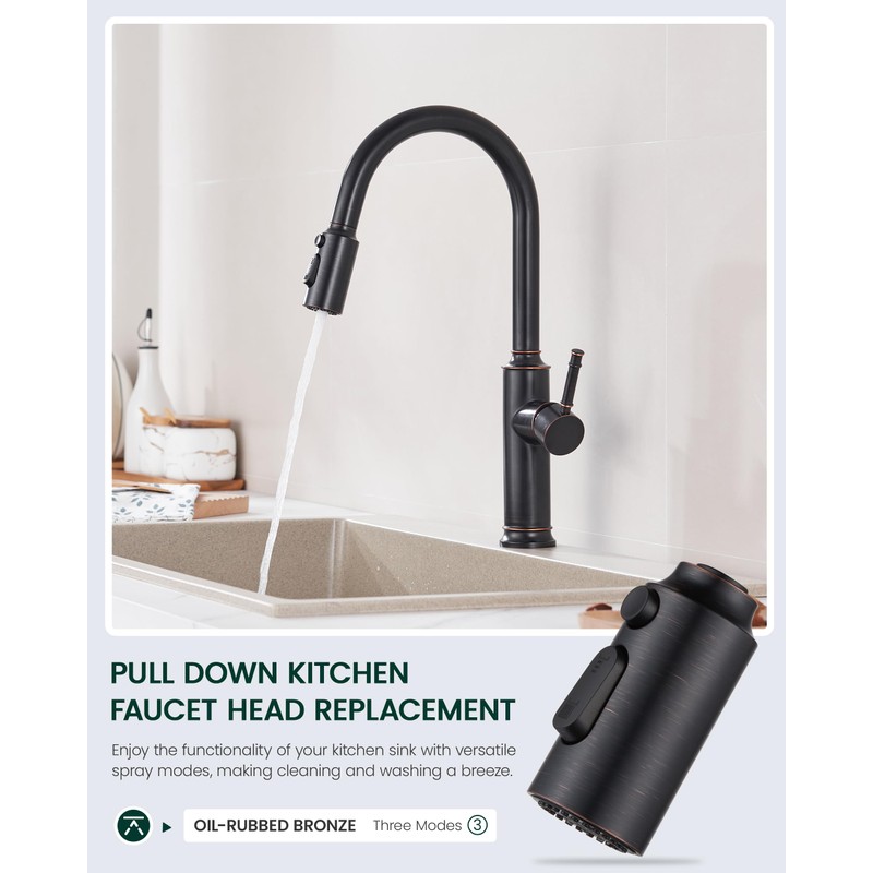 HEISOK Pull Down Spray Head Replacement - Kitchen Sink Faucet
