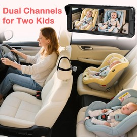 Dual Baby Car Camera for 2 Kids – 6.9” Split Screen Ultrawide HD Display with 2 Cameras, IR Night Vision, Easy Installation, Dual Car Camera Baby Monitor for Infant & Toddler Safety by Fodkh