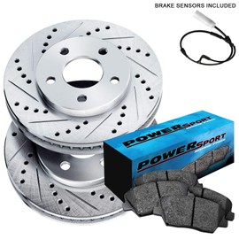Fit 2007-2009 Lexus LS460 Rear PSport Drill Slot Brake Rotors Kit+Ceramic Brake Pads