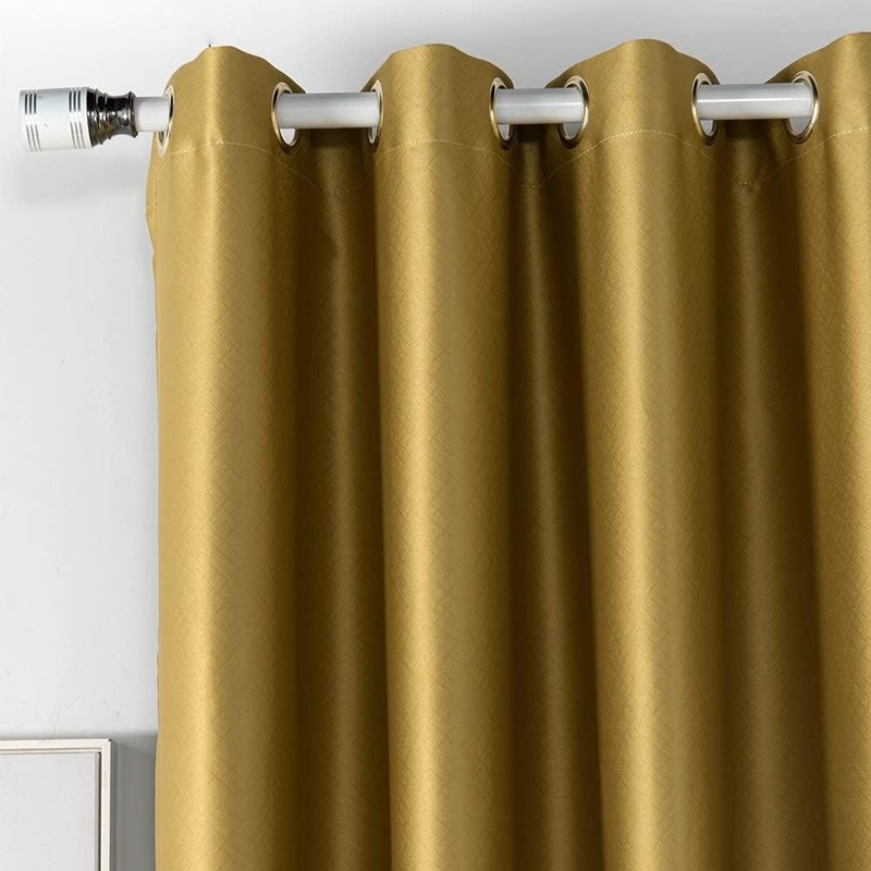 Amidoudou Luxurious Full Blackout Curtains | Gold | 2 Panels