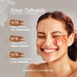 XAMANIA Serum Facial de Caléndula con Efecto Antioxidante y Antiedad. Estimula el Colágeno & Elastina, Skin Care para Piel Estresada o Madura. 15 ml
