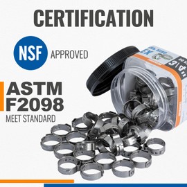 (60 Pack) SUNGATOR 3/4 Inch Pex Crimp Rings, Stainless Steel 3/4" Cinch Clamp Ring, Pex Clips for Tubing Pipes Connection, Single Ear Hose Clamp for Plumbers & DIY Users