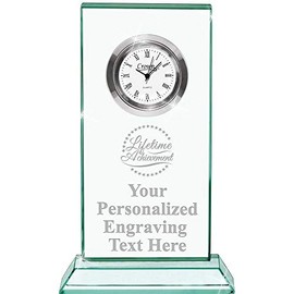 Crown Awards Lifetime Achievement Jade Duo Crystal Clock with Engraving Included