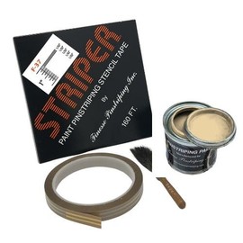Automotive Pinstriping KIT - Stencil/Brush/Paint - Pinstripe Your Car/Truck - Results: 1/32 in Stripe, 1/32 in Space, 1/32 in Stripe, 1/32 in Space, 1/32 in Stripe (Ivory, 42 Foot roll)